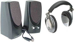 Caixas de som e headphone